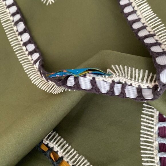 Kiini  Wren Swimsuit Scoop Back Maillot Crochet One Piece High Cut Olive Green S - Picture 12 of 16